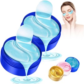 Parches para Ojos Colageno, 60 Pares Eye Patches Hidrogel Eliminador de Bolsas Ojo y Ojeras, Mascarilla Ojos con Efecto Iluminador, Hidratante, Antiarrugas y Refrescante, Skincare Para Adulto, Perla
