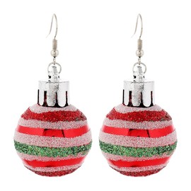 Christmas light Earrings for Women - Red Christmas Ball Xmas Balls Earrings Holiday jewerly