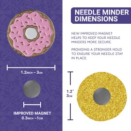 The Quilted Bear Magnetic Enamel Needle Holder for Sewing and Embroidery - Pin Cushion - Sewing Gift - Safe Design Prevents Loss of Needles and Needles (Doughnuts)