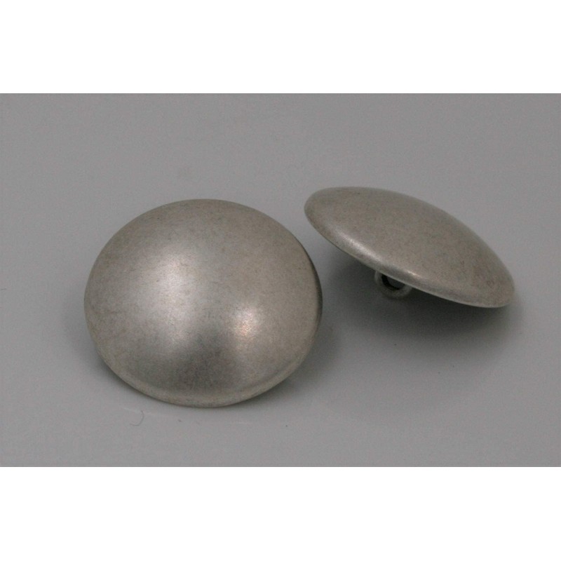 Silver matt slightly curved metal buttons with eyelet (10 pieces)