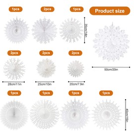 Lotvic Christmas Paper Snowflakes, 16 Pcs White Paper Snowflakes Hanging Decorations, Christmas Ceiling Decorations, Paper Christmas Decorations for Winter Home Wedding Birthday Party Decorations
