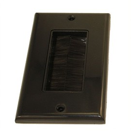 MyCableMart Wallplate: Single-Gang Decora with Brush Pass-thru, Black