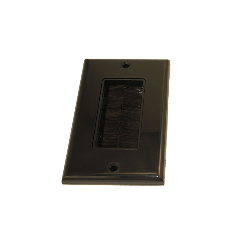 MyCableMart Wallplate: Single-Gang Decora with Brush Pass-thru, Black