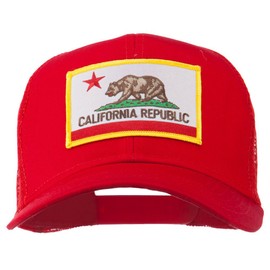 California State Flag Patched Twill Mesh Cap - Red OSFM