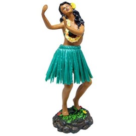 Muñeca hawaiana para tablero de instrumentos Leilani Girl Dancing Green