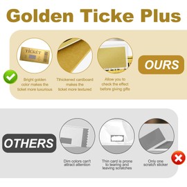 Golden Ticket Scratch Off,Scratch off Ticket,Golden Ticket,2 Scratch Card with 4 Scratch-Off Sticker and 1 Envelope,for Girlfriends,Wives,Valentine's Day Cards,Christmas Cards