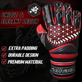 Adhawk Goalkeeper Gloves - Premium Quality Latex Palm with Finger Spine Protection & Double Layer Wristband - Premium Designed Goalie Gloves for Kids, Youth and Adult