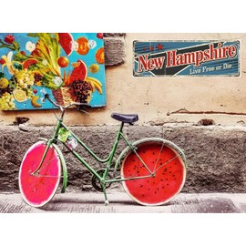 Welcome to US City Metal Wall Decor New Hampshire Metal Tin Sign Decorative Plaque Farmhouse Country Home Decor 4" X 16"