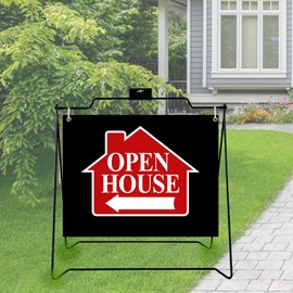 2 UNITS BLACK Realtor A-Frame Metal Stand 22"x18" Open House Sidewalk Signs Yard Sign Frames (FRAME ONLY) (2 UNITS)