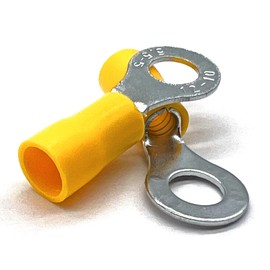 (1000 Pieces) Yellow PVC/Vinyl #10 Diameter Ring Crimp Connector, American Wire Gauge 12-10
