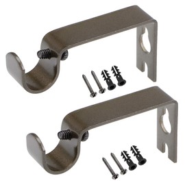 uxcell Curtain Rod Bracket Iron Single Holder Support for 16mm Drapery Rod, 73 X 36 X 16mm Brown 2Pcs