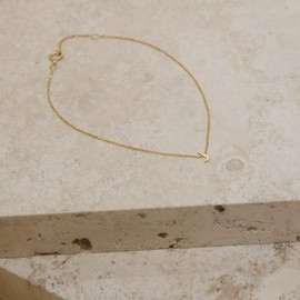 CARISSIMA 9ct Yellow Gold Letter Bracelet with Adjustable Length 15-18.5cm, 15 centimetres, Gold