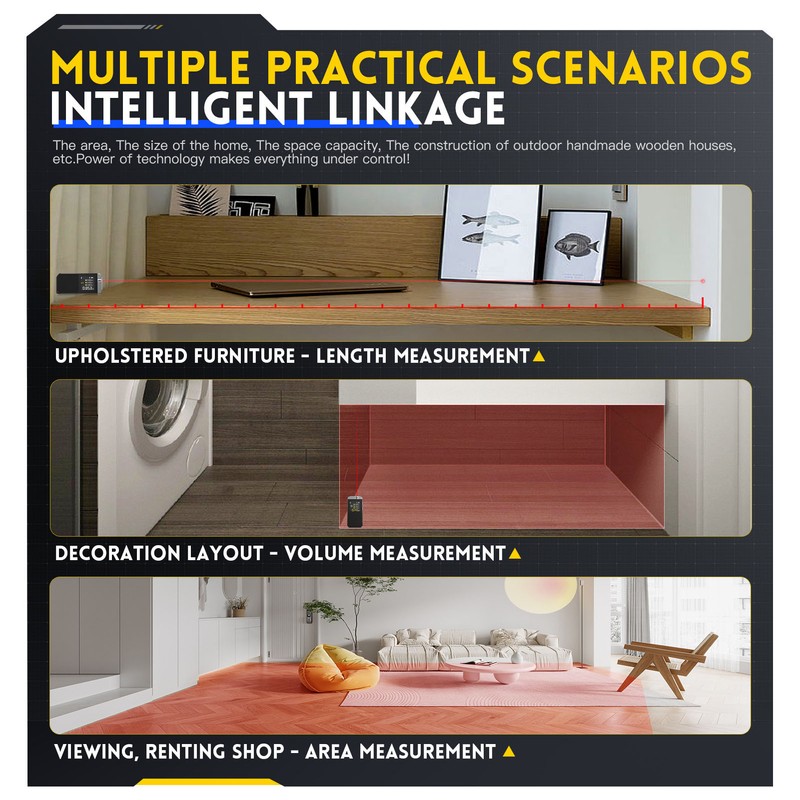 Smart Infrared Rangefinder LCD Screen Gravity Sensing Distance Measuring Device