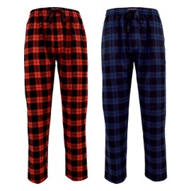 Andrew Scott Men's Cotton Super Soft Flannel Plaid Pajama Pants- 2 Pack