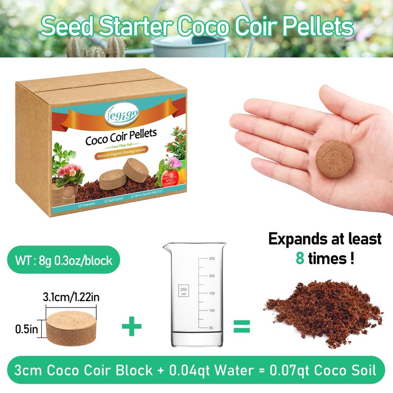 Legigo 100 Pcs 30mm Organic Coco Coir Pellets for Plants-