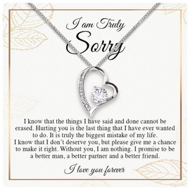 Larvincy I Love You I'm Sorry Gifts For Her, Apology Gift For Her - Wife, Girlfriend, Soulmate - Forgive Me Necklace With Heartfelt Message In A Stunning Box, Let's Start Over Love Necklace Present