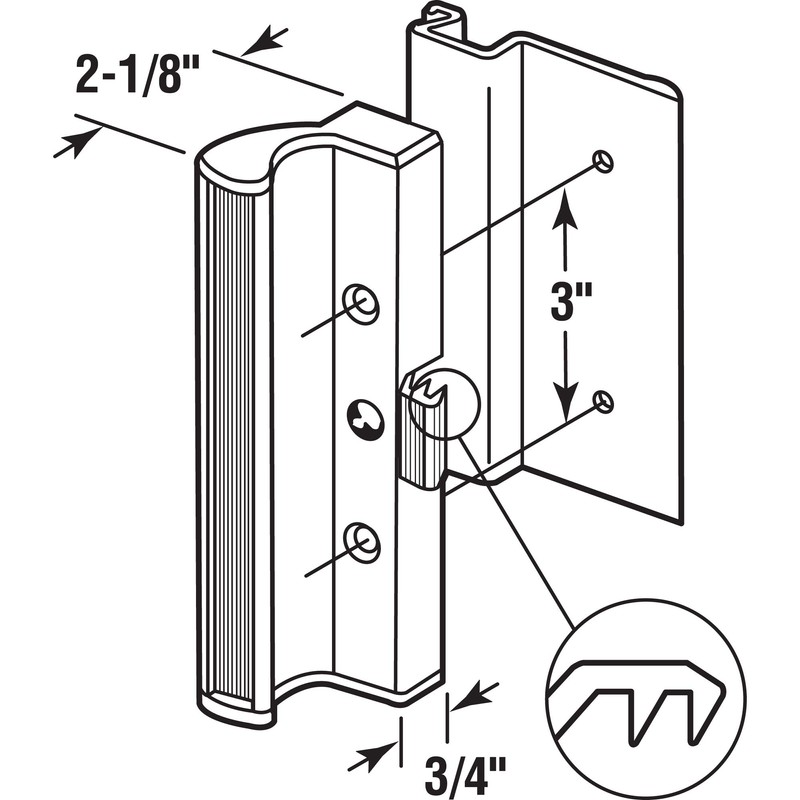 Prime-Line C 1073 Aluminum, Black Finish, Patio Door Handle Surface