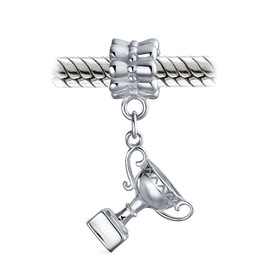 Sports Champion Winners Cup Trophy Dangle Charm Bead For Women Teen .925 Sterling Silver Fits European Bracelet
