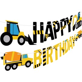 Happy Birthday Banner Construction Party Decorations Construction Birthday Party Supplies for Boys 1st 2nd 3rd Construction Birthday Banner Sign Excavator Dump Truck Tractor Bunting Banner Garland