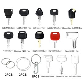 18-Piece Construction Machinery Key Set, Ignition Key Set, Tractor, Replacement Ignition Key, Excavator Key, Universal Engine Start Switch, for Bulldozer, Heavy Construction Machinery, Replacement