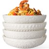 Wareland Pasta Bowls, 32oz Salad Bowls Set of 4, White Ceramic Soup Bowls 8 Inch Embossment Large Serving Bowl Wide and Shallow Bowls for Kitchen, Microwave & Dishwasher Safe (Multiple Patterns)