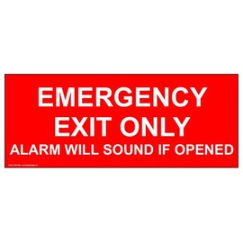 ComplianceSigns.com Emergency Exit Only Alarm Will Sound If Opened Safety Label Decal, 14x5 inch Vinyl for Enter/Exit