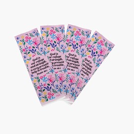 Fabric Bible Bookmark with Bonus Tassel Bookmark - Bulk Pack of 4 - Psalm 46:1: God is Our Refuge and Strength Bible Book Markers - Christian Bookmarks for Women - Religious Bookmarks