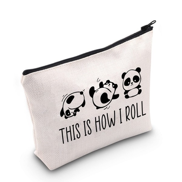 POFULL Panda Lover Gift Animal Cosmetic Bag For Women This is How I Roll Makeup Bag (panda THIS IS HOW I ROLL bag)