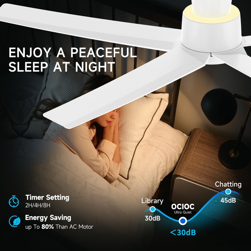 ocioc 52 Inch Ceiling Fans with Lights, Large Air Volume