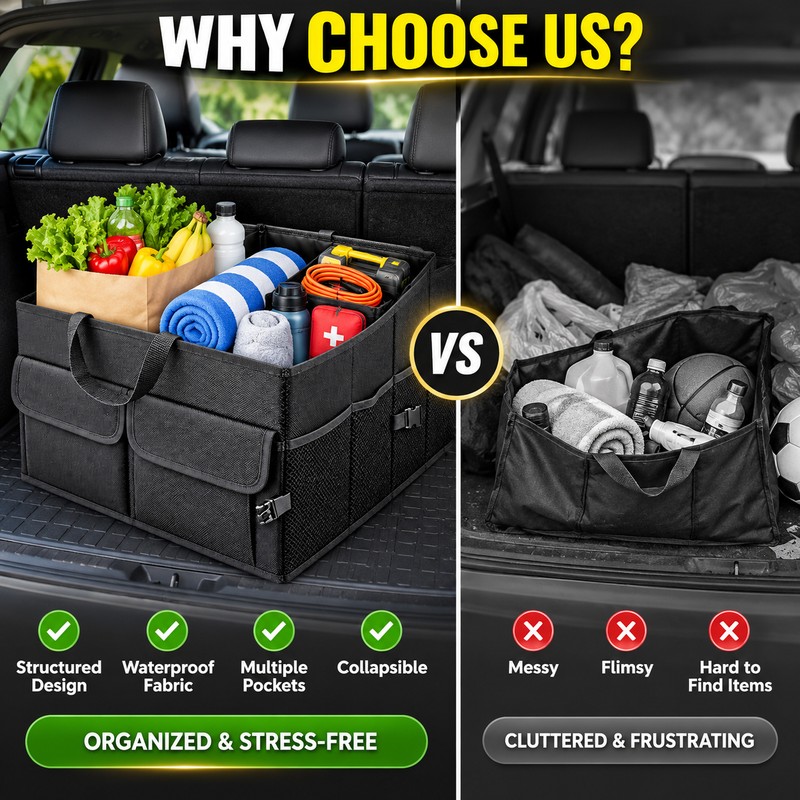 Collapsible Car Trunk Organizer for Cargo Storage – 54cm Waterproof