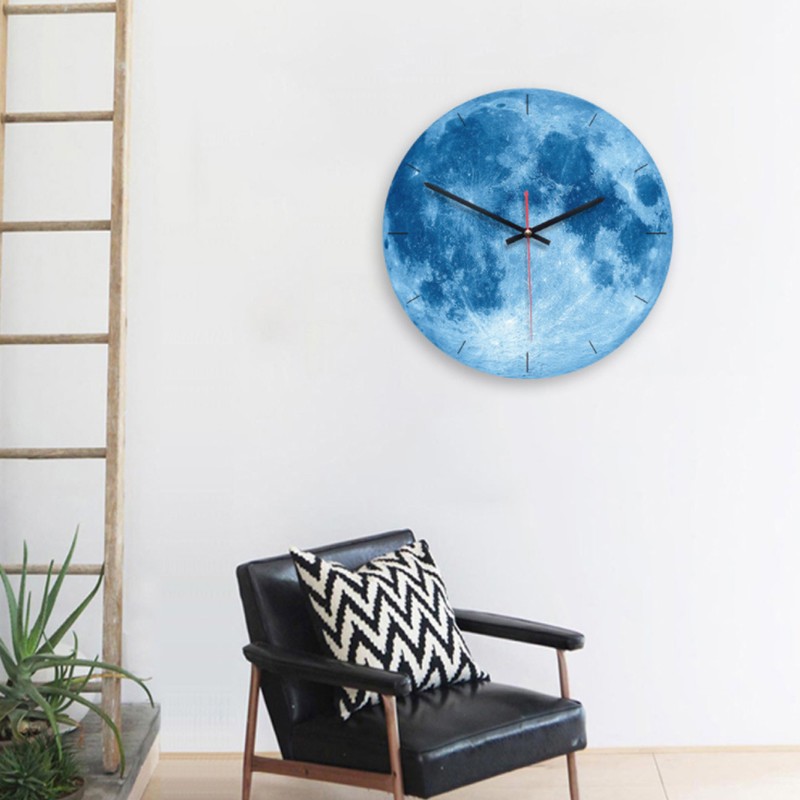 1Pc Moon Design Wall Hanging Clock Silent Watch for Living