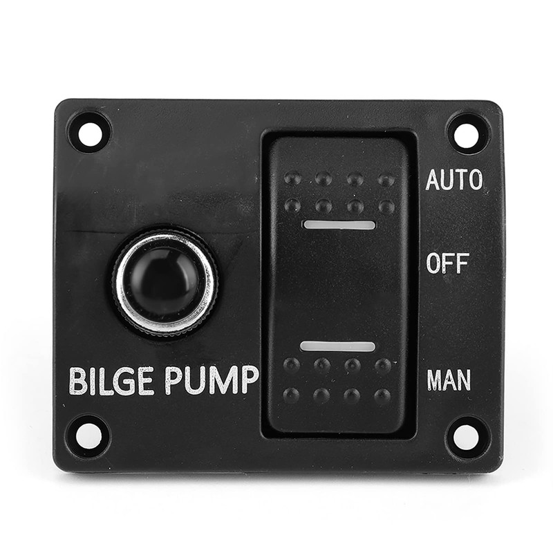 FAUOSWUK Metal Bilge Pump Switch Panel, 3 Way Bilge Pump