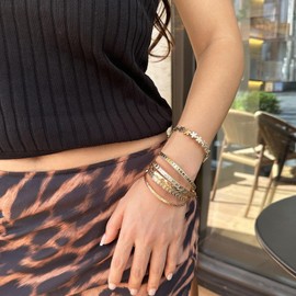 Gold Bangles Chunky Cuff Bracelets for Women Non Tarnish Chunky Gold Bracelet Accessories for Women Trendy Jewelry Gifts