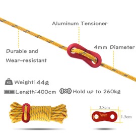 HIKEMAN 10 Pack 4mm Outdoor Guy Lines Tent Cords Lightweight Camping Rope with Aluminum Guylines Adjuster Tensioner Pouch for Tent Tarp,Canopy Shelter,Camping,Hiking,Backpacking(10PCS,White)