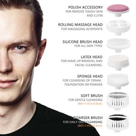 Facial Cleansing Brush Face Scrubber: CLSEVXY Electric Face Spin Cleanser Brushes with 7 Brush Heads for Deep Cleansing, Gentle Exfoliating, Removing Blackhead, Massaging