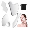 4 Herramientas Faciales Gua Sha De Acero Inoxidable, Set De