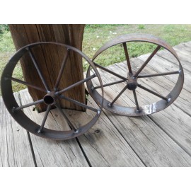 2) 16" steel ornamental Iron Wagon Wheel western rustic art metal Barbecue pit