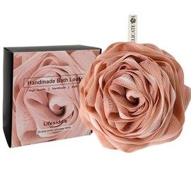 Lifesiddle Esponja de Bao de Lufa Extragrande de 75 G, Gel de Ducha para Mujer, Esponja de Malla Suave de Color, Elegante Caja de Regalo, Exfoliante  