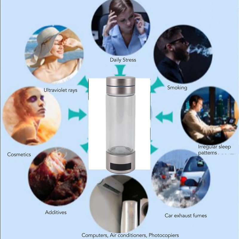 5V Hydrogen Water Bottle 260ML Capacity 2000‑9000ppb Rechargeable Portable Hydrogen