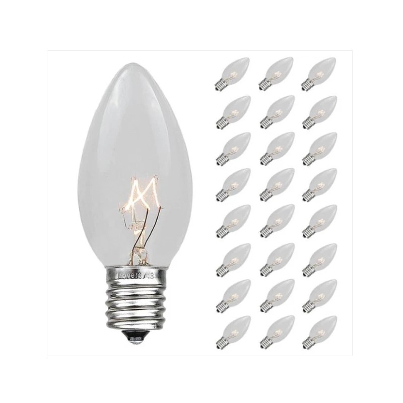 NOVELTY LIGHTS 25 PCS C9 7 WATT LONG LIFE BULBS