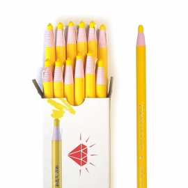 LENITH Korean Glass Markers Grease Pencils Peel-Off Type Grease Pencils China and Porcelin Marker/Wax pencil for Vinyl, Metal, Skin, Paper, window glass, Checking Markers (12 Pencils) Color:Yellow