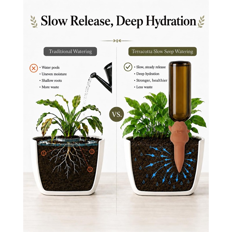 vensovo 4 Pack Terracotta Plant Watering Spikes, Cute Frog Automatic