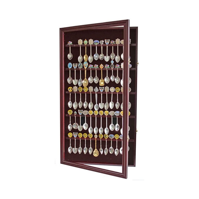 DisplayGifts 60 Souvenir Spoon Tea Spoon Display Case Rack Holder