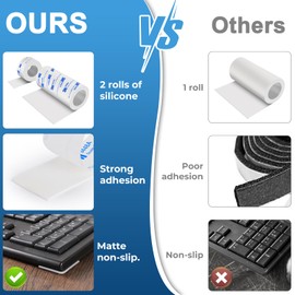 Non Slip Furniture Pads, 2 Rolls Rubber Furniture Pads Non Slip Pad, Anti Skid Pads for Furniture, Adhesive Rubber Tape for Any Furniture and Appliances 4x40 inch+1x40 inch White