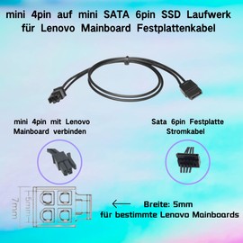 Bolwins L01S 4 Pin Mini to 6 Pin Mini SATA Cable Adapter for SSD Drive - 45cm Compatible with Lenovo M710 Motherboard and Hard Drive