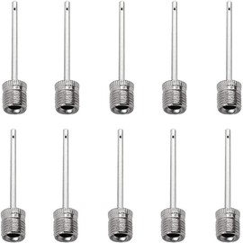 Pack of 10 Adapter Needles for Football, Rugby, Volleyball, Netball, Score Big with Dual-Airflow Double-Speed Fast Inflating Pump Needles - (10 pcs of silver pump needles)