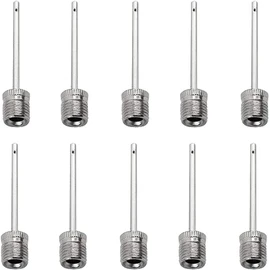 Pack of 10 Adapter Needles for Football, Rugby, Volleyball, Netball, Score Big with Dual-Airflow Double-Speed Fast Inflating Pump Needles - (10 pcs of silver pump needles)