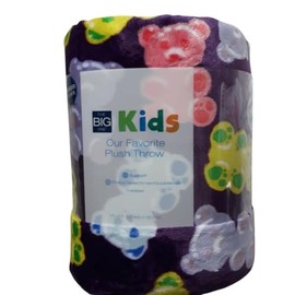 The Big One Throw Kids Blanket Colorful Fun Bears, Oversized 5'x6' Super Soft Plush