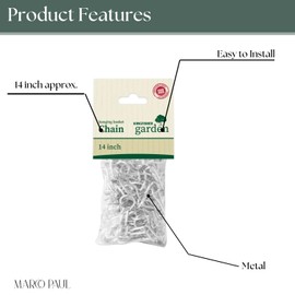 Garden Mile® 14" Hanging Basket Chain Heavy Duty 3 Point Chain for Bird Feeders Metal Hanging Basket Replacement Chain Hook Clips for Garden Lanterns Silver Outdoor Chains for Flower Pots