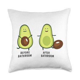 Cute Pooping Avocado For Men Women, Vegan, Poop Throw Pillow